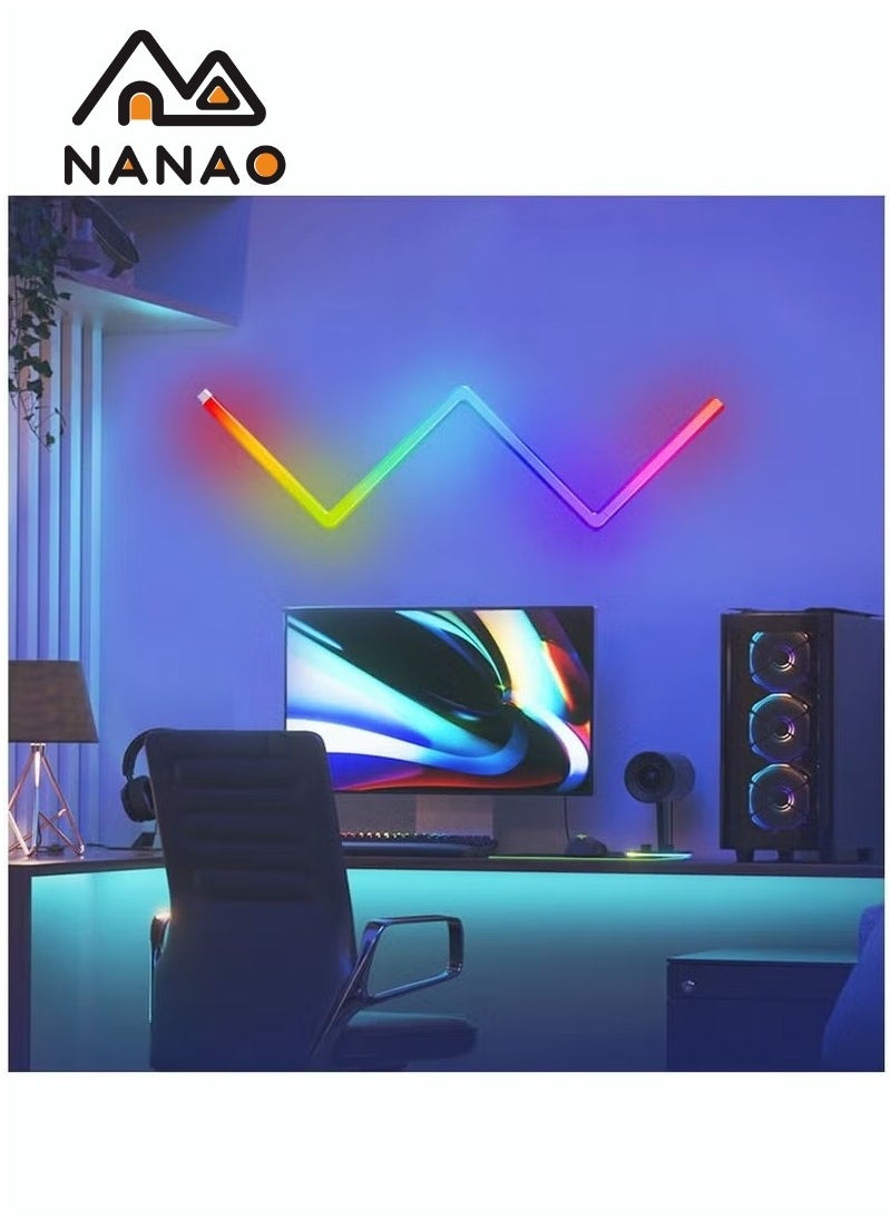 NANAO - RGBIC LED Wall Light,DIY Geometry Splicing Gaming Lights,Smart WiFi Colour Changing Home Decor Lights Compatible w/Alexa and Google Assistant,Strip Lights for Gaming Room/Bedroom (4Pcs w/ 3 Corners) - Image 1