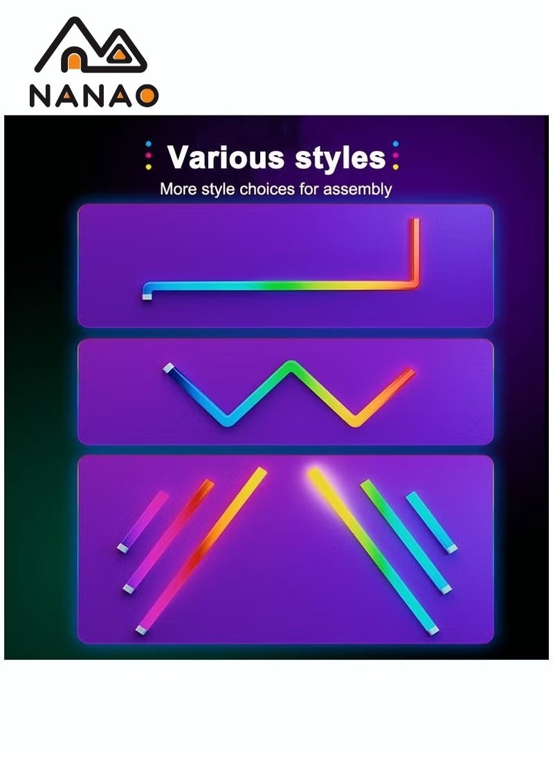 NANAO - RGBIC LED Wall Light,DIY Geometry Splicing Gaming Lights,Smart WiFi Colour Changing Home Decor Lights Compatible w/Alexa and Google Assistant,Strip Lights for Gaming Room/Bedroom (4Pcs w/ 3 Corners) - Image 1