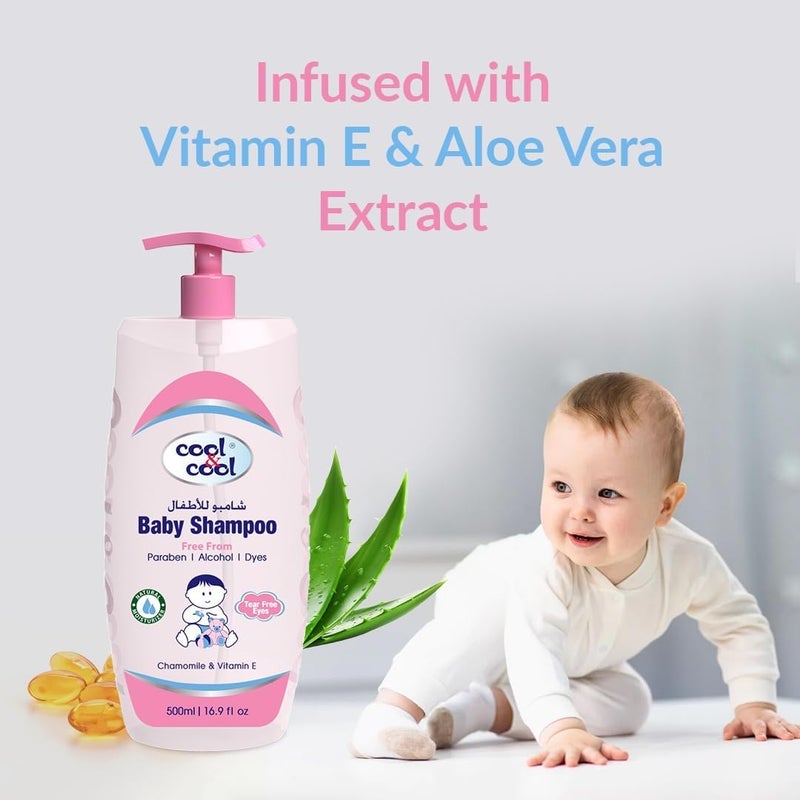 Cool & Cool Baby Shampoo - 500ml (Pack of 2) Tear Free, Alcohol Free, Paraben Free, Dye Free, Chamomile & Vitamin E - Image 3