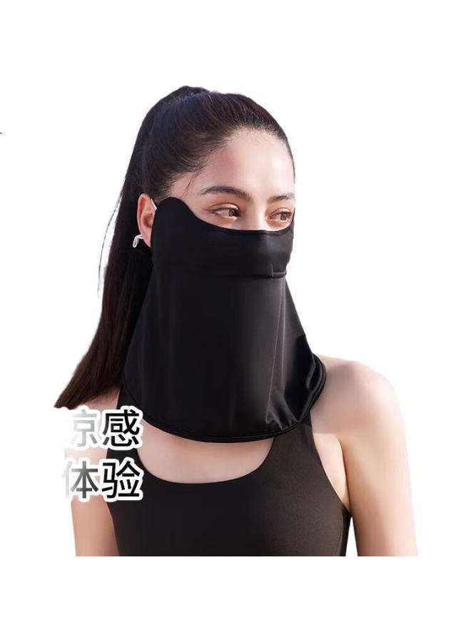 Vvc Cheng Yi Recommended Sunscreen Mask Face Shield Women'S Neck Protection Ice Silk Cool Breathable Uv Protection Sunshade Veil Fashion Black