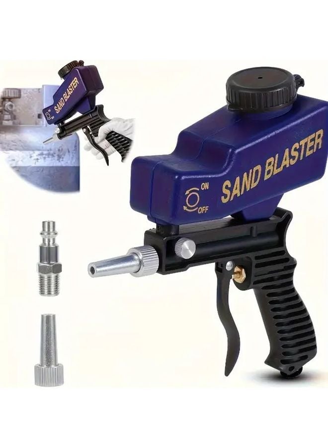 Blue Portable Sandblaster Gun 600cc Capacity For Paint Rust Removal Wood Metal - Image 3
