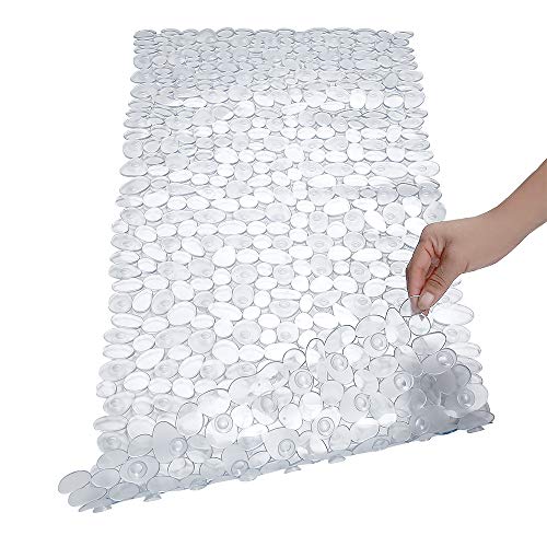 SONGZIMING Pebble Bath Mat for Bathtub to Anti Slip Bathtub Mat in Shower with 16 Inches by 35 Inches (Clear) - Image 1