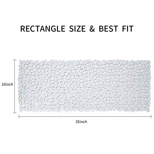 SONGZIMING Pebble Bath Mat for Bathtub to Anti Slip Bathtub Mat in Shower with 16 Inches by 35 Inches (Clear) - Image 2