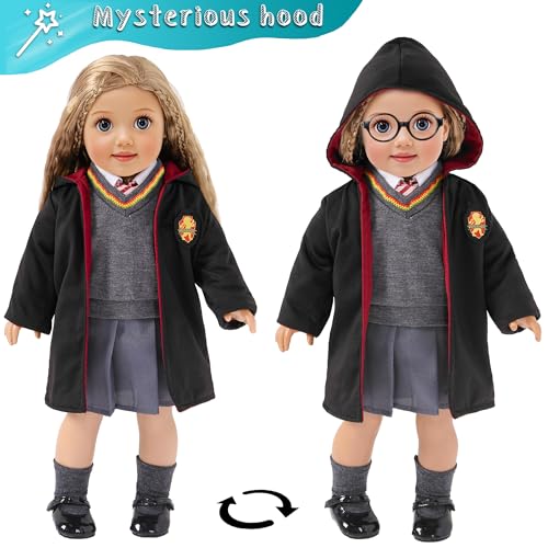 ebuddy Magic School Uniform Inspired Halloween Costume Doll Clothes Clothing Outfits Accessories Set 10 Pcs for 18 inch Girl Dolls - Image 4