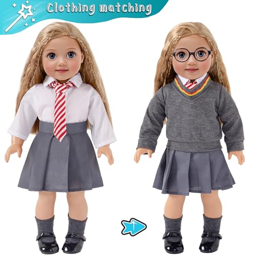 ebuddy Magic School Uniform Inspired Halloween Costume Doll Clothes Clothing Outfits Accessories Set 10 Pcs for 18 inch Girl Dolls - Image 5