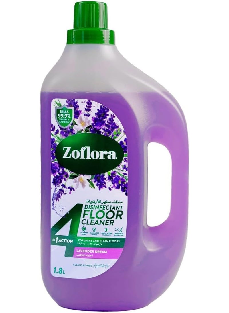 زوفلورا منظف ​​ومطهر للأرضيات مضاد للبكتيريا برائحة اللافندر دريمز 1.8 لتر - Image 1