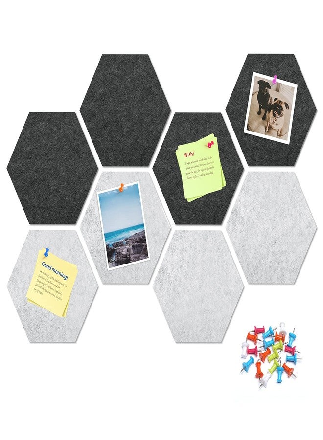 Uoisaiko 8 Pack Hexagon Felt Bulletin Board Tiles - 12" Large Thick Pin Board for Walls with 30 Push Pins, DIY Boards for Office Home School Decor, Aesthetic Hex Cork Board Alternative - Image 5