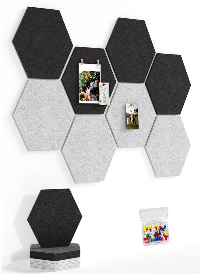 Uoisaiko 8 Pack Hexagon Felt Bulletin Board Tiles - 12" Large Thick Pin Board for Walls with 30 Push Pins, DIY Boards for Office Home School Decor, Aesthetic Hex Cork Board Alternative - Image 1