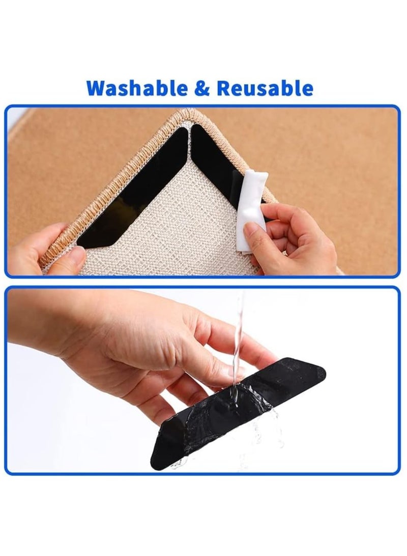 16 Pcs Non-Slip Rug Tape, Dual Sided Adhesive Carpet Gripper for Hardwood Floors, Washable & Removable Rug Stopper Prevents Curling Corners - Image 5