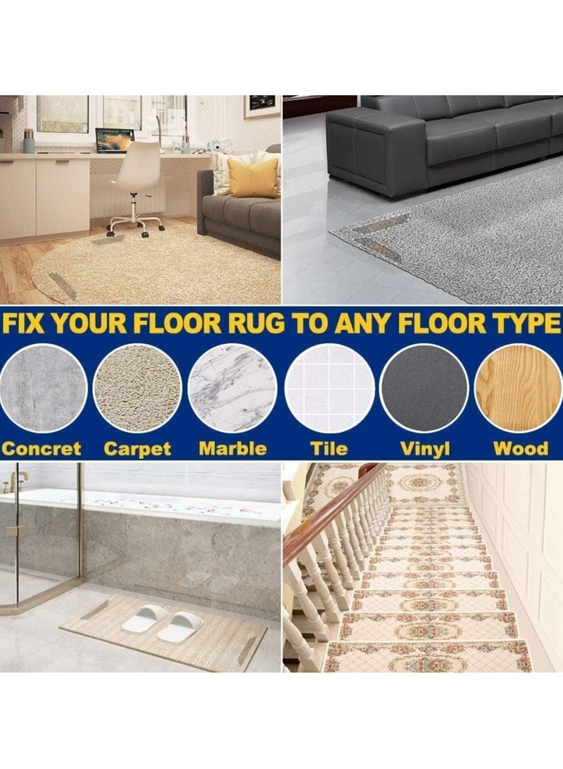 16 Pcs Non-Slip Rug Tape, Dual Sided Adhesive Carpet Gripper for Hardwood Floors, Washable & Removable Rug Stopper Prevents Curling Corners - Image 4
