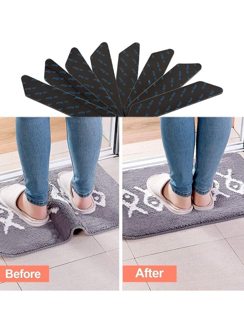 16 Pcs Non-Slip Rug Tape, Dual Sided Adhesive Carpet Gripper for Hardwood Floors, Washable & Removable Rug Stopper Prevents Curling Corners - Image 2