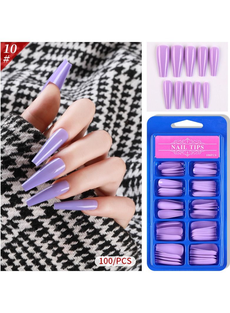 100-Piece Clear Acrylic False Nail Tips purple