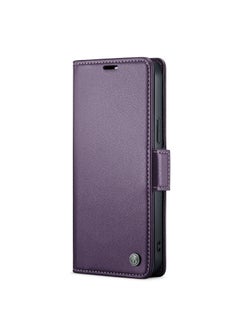 CaseMe Flip Wallet Case For iPhone 14 Pro Max [RFID Blocking] PU Leather Wallet Flip Folio Case with Card Holder Kickstand Shockproof Phone Cover (Purple)  - Image 1
