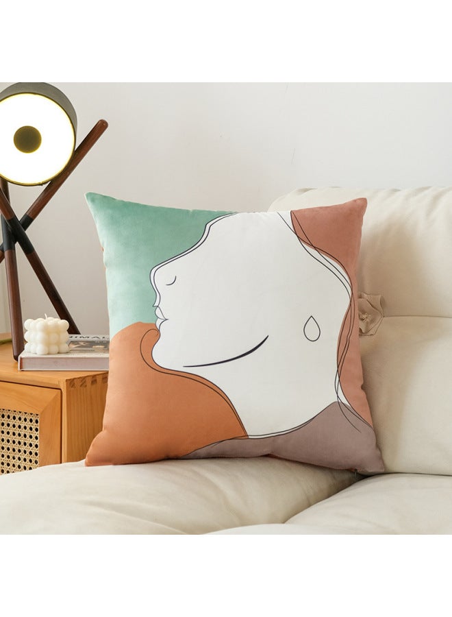 Velvet Pillowcase With Style Abstract Print, Headboard Cushion, Office Cushion, Backrest, Sofa Pillow, Home Decor