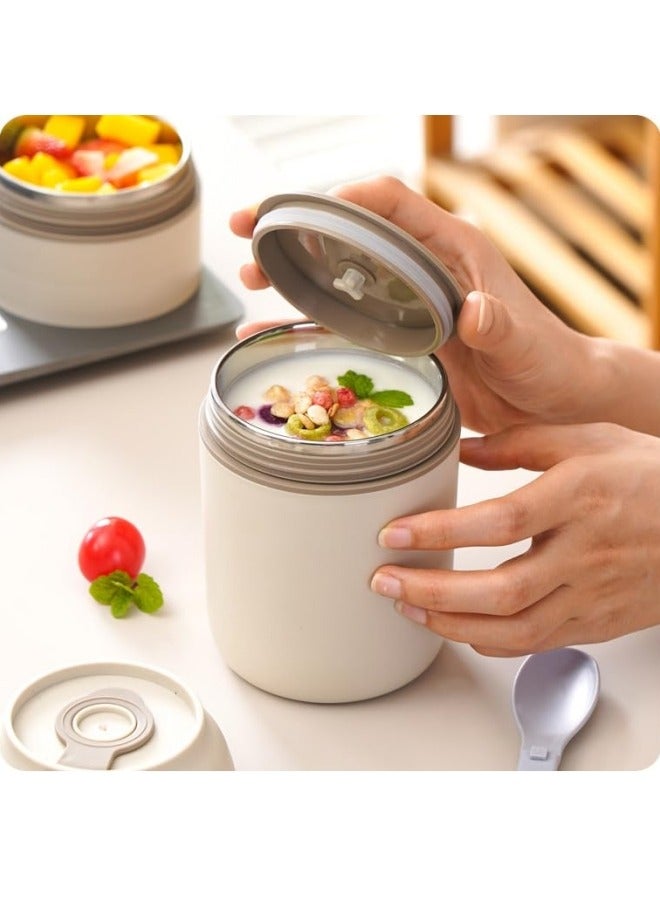 GGEROU Stainless Steel Thermal Bento Box Leakproof Lunch Box,Portable Insulated Lunch Container Set With Bag For Adults, Kids Stackable Stainless Steel Food Container Brown,500ml - Image 3