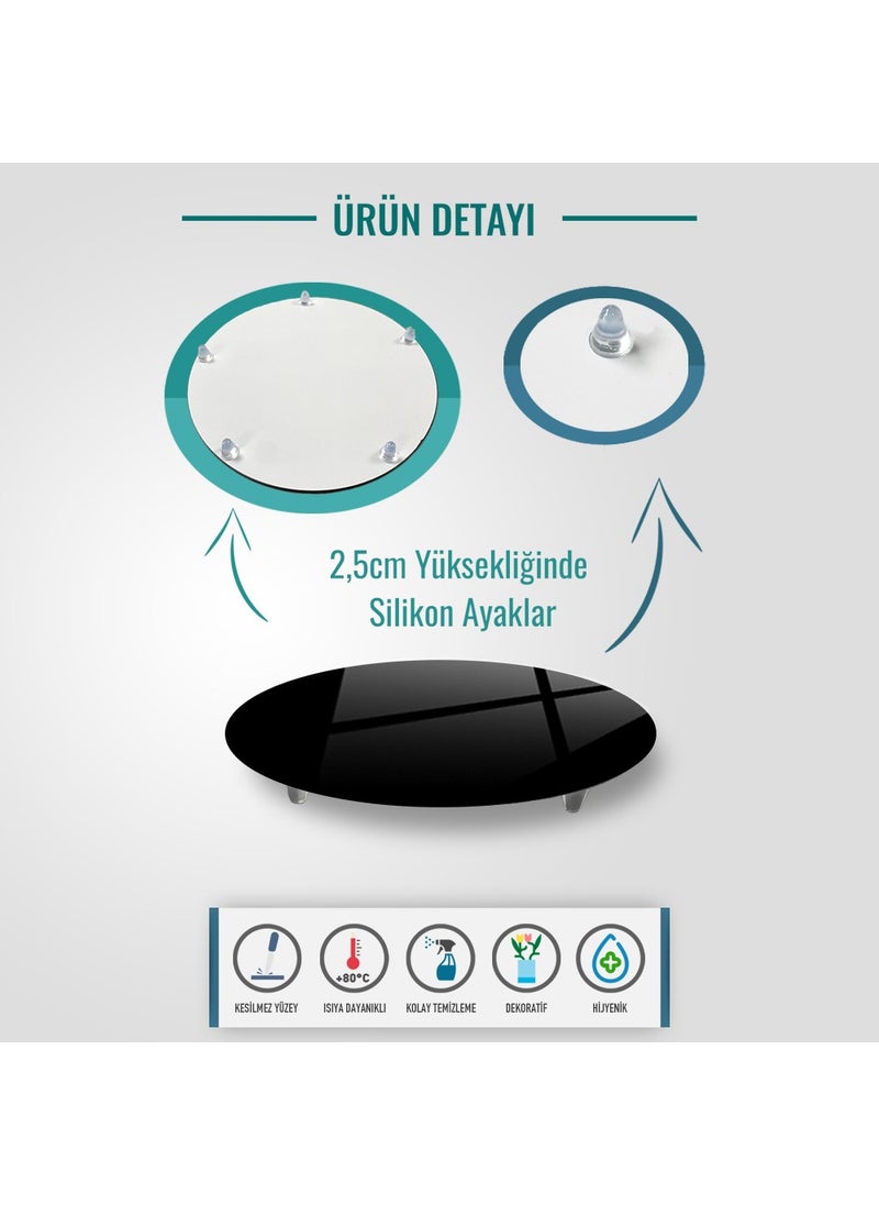 DECORITA Glass Presentation Stand | Solid Color - Black | Diameter32cm  - Image 2