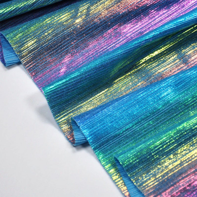 Yutone Shining Iridescent Hologram Laser Fabric Knit Crepe 58inch Wide for Cloth Craft Upholstery by The Yard (36inch SkyBlue), 1 Yard - Image 4