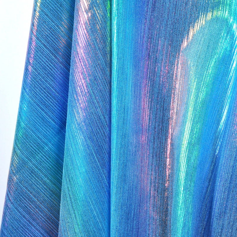 Yutone Shining Iridescent Hologram Laser Fabric Knit Crepe 58inch Wide for Cloth Craft Upholstery by The Yard (36inch SkyBlue), 1 Yard - Image 2
