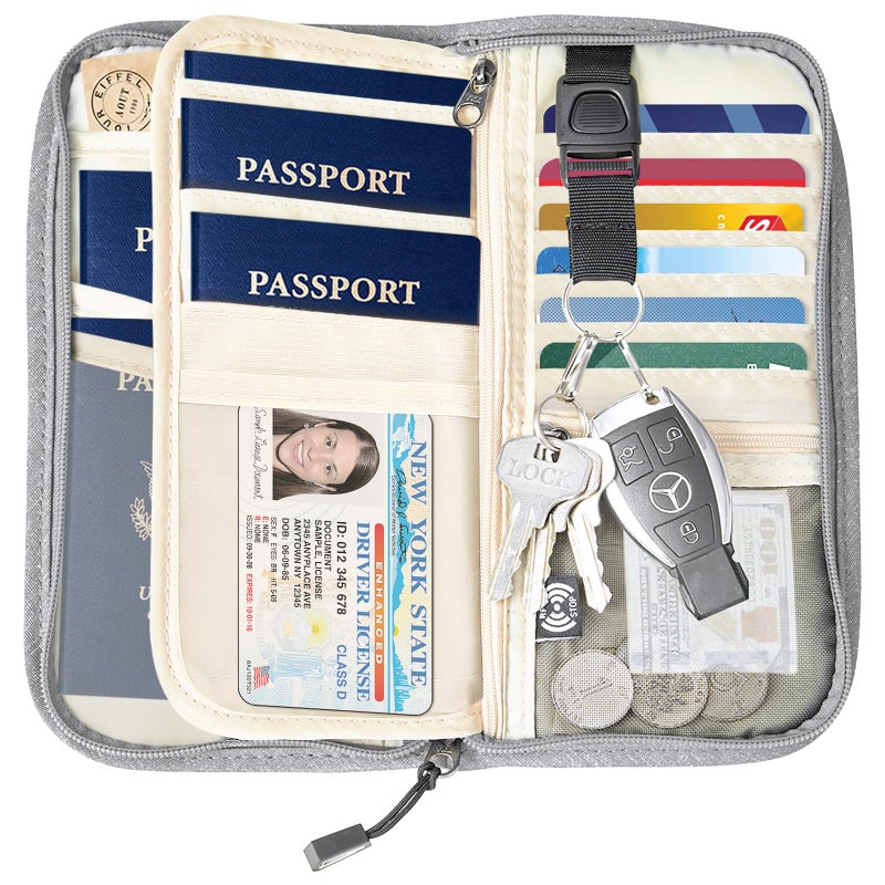 ZOPPEN Zoppen Women's Lightweight Passport Wallet, Polyester, Scan Proof, Spacious, RFID Blocking, Unisex Design, Light Grey  - Image 2