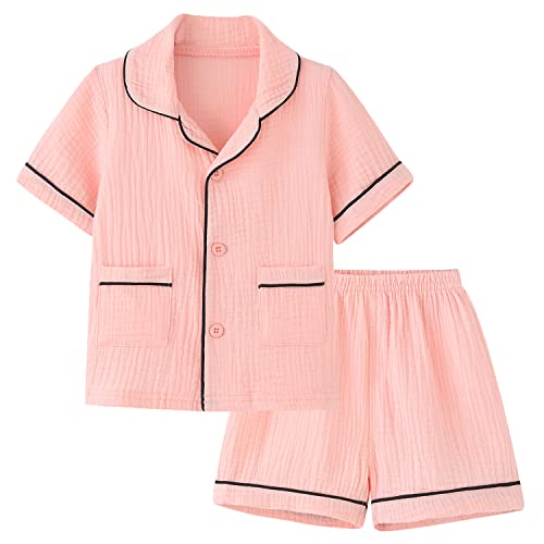 BINIDUCKLING Summer Short Pjs for Toddler Girl Pajamas 4T Pink - Image 1