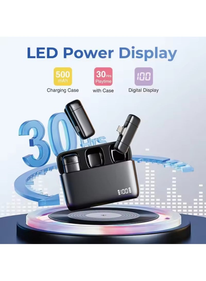 بيوينتي ميكروفون صغير لاسلكي لافاليير لابيل لأجهزة iPhone وiPad - مع حافظة شحن 500 مللي أمبير ووقت تشغيل 30 ساعة، عبوة من 2 ميكروفون صغير بمشبك لـ TikTok وYouTube وPodcast وVlog وتسجيل الفيديو والبث المباشر - Image 2