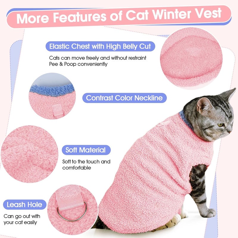 ADNIKIA Sphynx Cat Clothes, Fleece Cat Vest, Warm Fleece Coat for Cat, Hairless cat Shirts Sweaters, Warm and Soft Cat Pajamas Shirt, Fleece Jumpsuit for Cats Puppy, Kitten Hairless Cat Clothes for Cats Only - Image 2