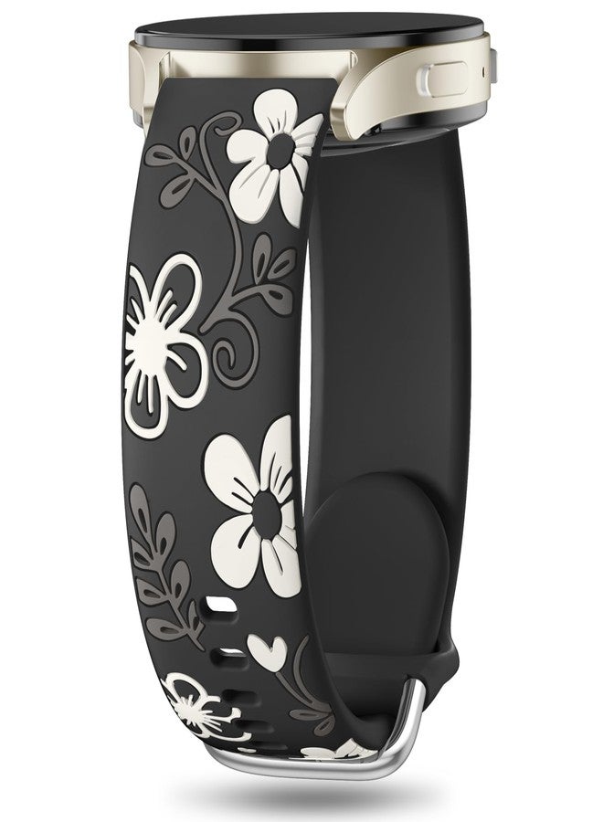 Witzon Floral Band Compatible with Samsung Galaxy Watch 7 Band/FE 6 5 4 40mm 44mm,Galaxy Active 2, 20mm Watch Band Engraved Cute Flower Soft Silicone Inlay Replacement Strap Dressy Accessories Women - Image 1