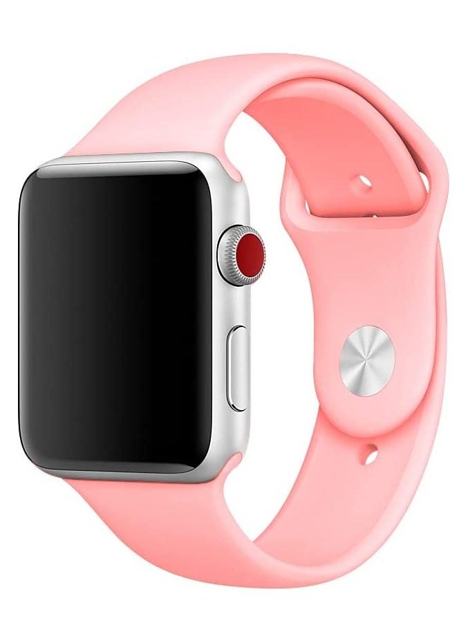 VITION - Sports Band for Apple Watch 45mm 44mm 42mm Soft Silicone Replacement Wrist Strap Compatible Apple Watch Series 7/SE/6/5/4/3/2/1 Light Pink - Image 1
