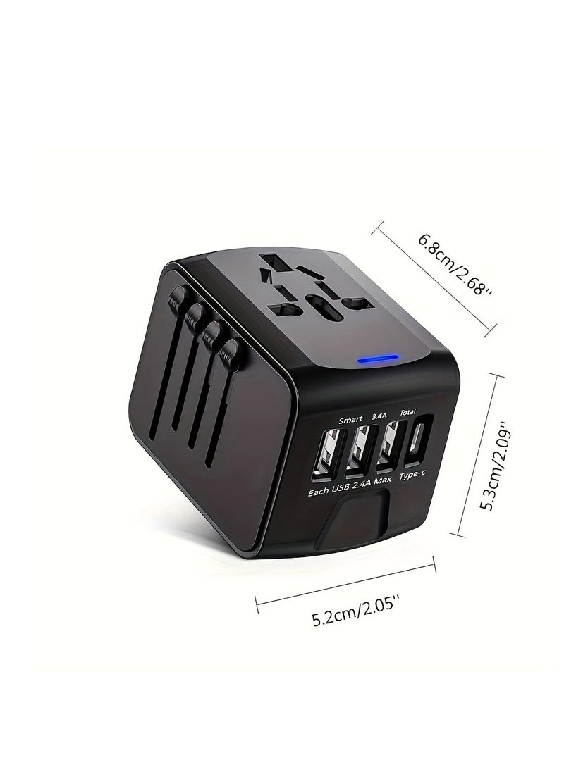 MarlaMall - Universal travel adapter, international charger with fast charging adapter, 4 ports for multiple electronic devices, can be used in multiple countries/regions (USA, UK, EU, Australia, etc.) - Image 1