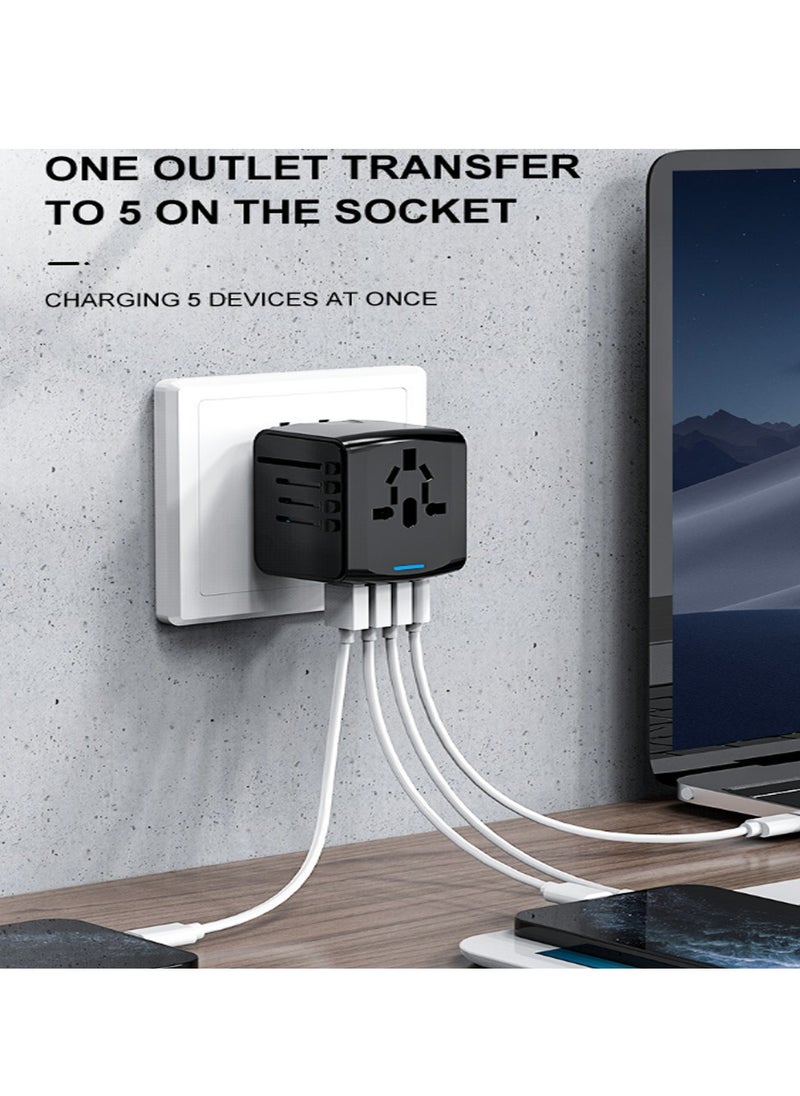 MarlaMall - Universal travel adapter, international charger with fast charging adapter, 4 ports for multiple electronic devices, can be used in multiple countries/regions (USA, UK, EU, Australia, etc.) - Image 1