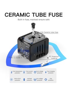 MarlaMall Universal travel adapter, international charger with fast charging adapter, 4 ports for multiple electronic devices, can be used in multiple countries/regions (USA, UK, EU, Australia, etc.)  - Image 5