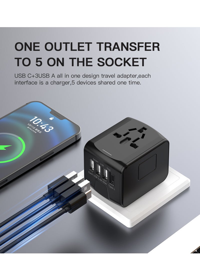 MarlaMall - Universal travel adapter, international charger with fast charging adapter, 4 ports for multiple electronic devices, can be used in multiple countries/regions (USA, UK, EU, Australia, etc.) - Image 1