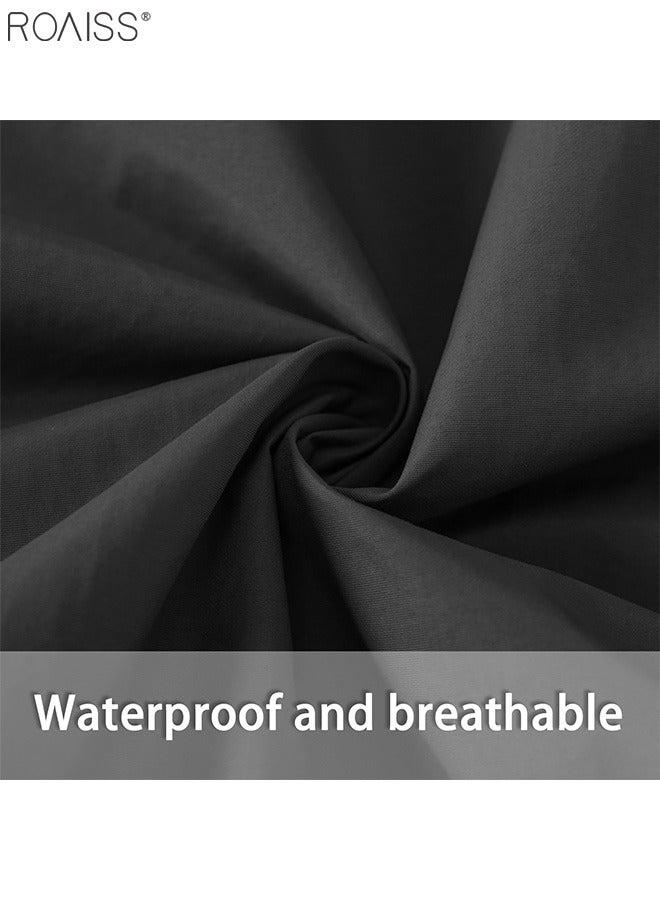 رويس جاكيت رجالي كاجوال مقاوم للماء بسحاب للإغلاق وغطاء للرأس ومقاوم للرياح وجيوب على الجانبين والصدر فضفاض مبطن قابل للتنفس بلون سادة متعدد الاستخدامات كاجوال بغطاء للرأس وأزياء يومية كاجوال للرجال باللون الأسود - Image 3