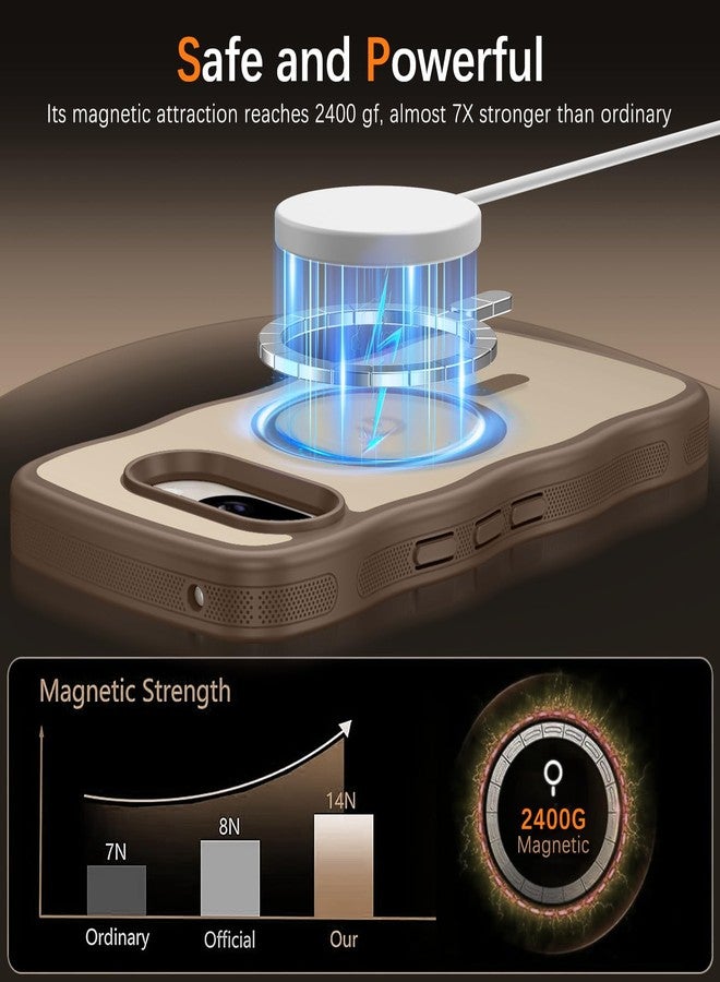 BENTOBEN for Google Pixel 9a Case [Compatible with MagSafe] Cute Curly Wavy Anti-Slip Bumper Magnetic Matte Slim Thin Women Girls Boys Protective Phone Cover for Google Pixel 9a 6.3", Desert Titanium - Image 3