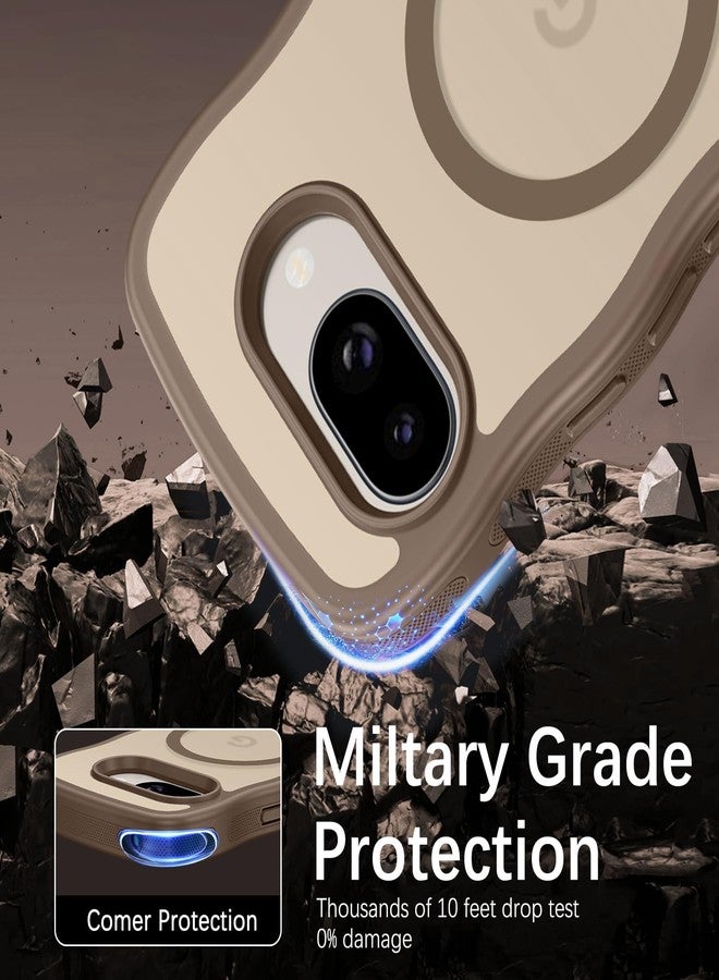 BENTOBEN for Google Pixel 9a Case [Compatible with MagSafe] Cute Curly Wavy Anti-Slip Bumper Magnetic Matte Slim Thin Women Girls Boys Protective Phone Cover for Google Pixel 9a 6.3", Desert Titanium - Image 4