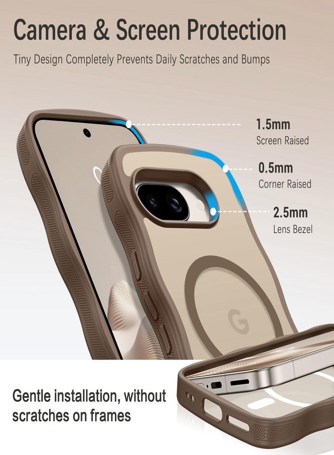 BENTOBEN for Google Pixel 9a Case [Compatible with MagSafe] Cute Curly Wavy Anti-Slip Bumper Magnetic Matte Slim Thin Women Girls Boys Protective Phone Cover for Google Pixel 9a 6.3", Desert Titanium - Image 5