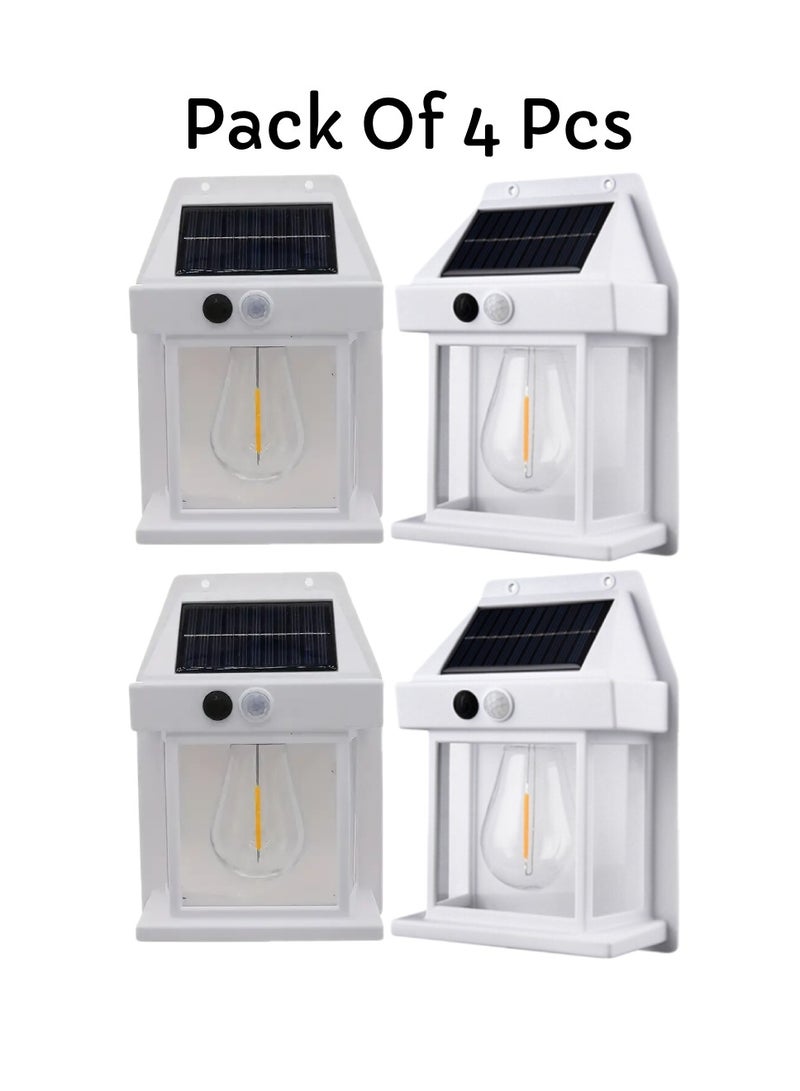 ELTRAZONE Pack Of 4 Pcs Solar Outdoor Light Solar Motion Sensor Security Lights With 3 Lighting Modes Wireless Solar Wall Lights Waterproof Solar Light Bulb Lights For Garden Home And Garage Use White - Image 1