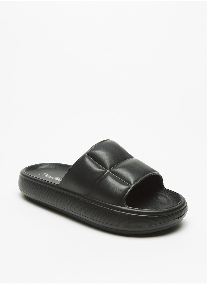 Womens Textured Slip On Slides
