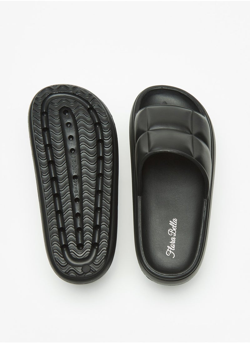 Womens Textured Slip On Slides