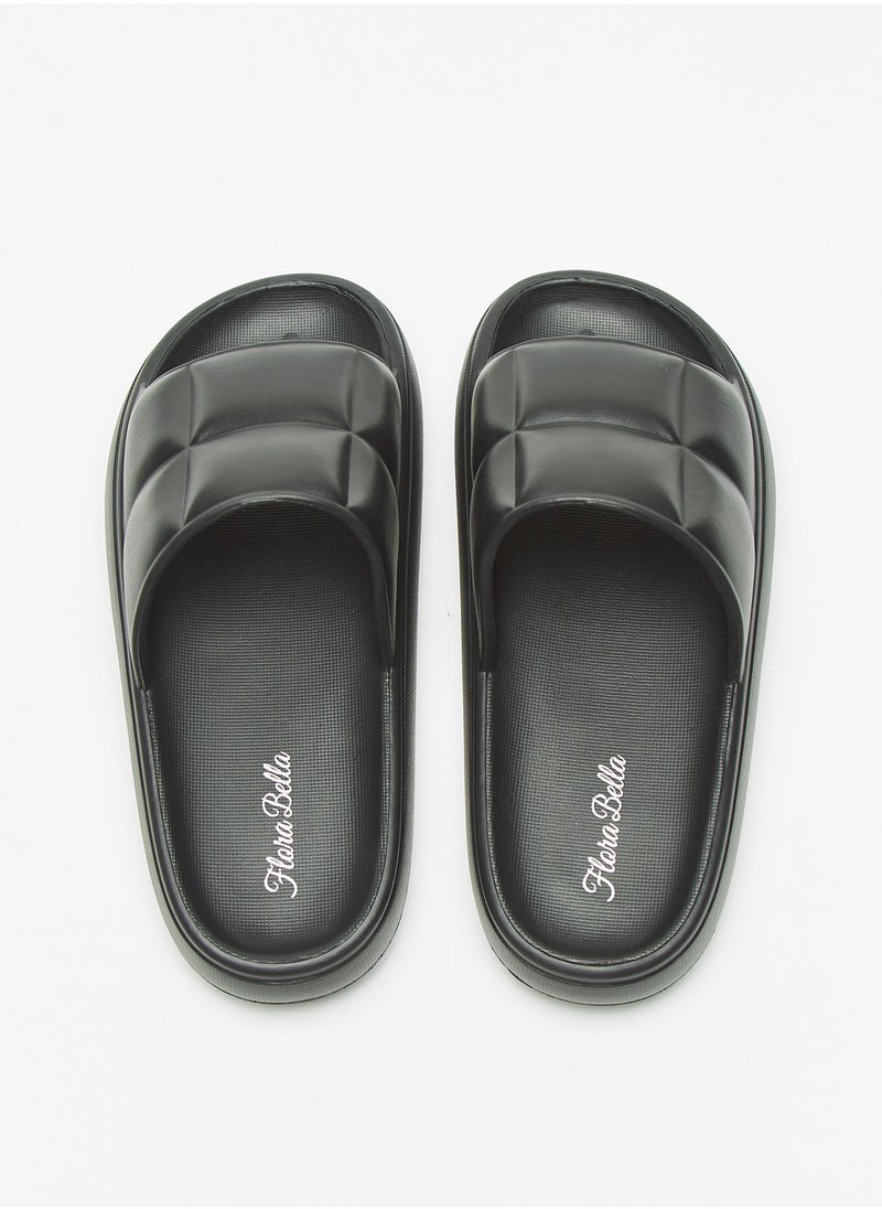 Womens Textured Slip On Slides