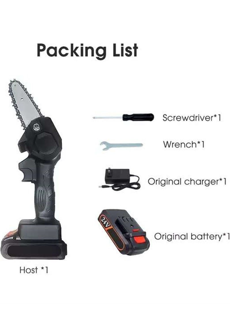24V 4 inch Mini Chainsaw,Small Cordless ChainSaw,Portable Handheld Electric Chainsaw,Pruning Shears Chainsaw for Courtyard Tree Branch Wood Cutting - Image 2
