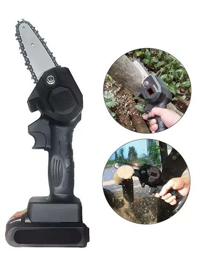 24V 4 inch Mini Chainsaw,Small Cordless ChainSaw,Portable Handheld Electric Chainsaw,Pruning Shears Chainsaw for Courtyard Tree Branch Wood Cutting - Image 1