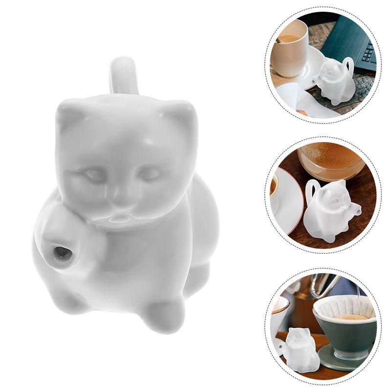 4 Pcs Ceramic Kettle Cat-shape Cup Jug Coffee Pull Flower Cup - Image 3