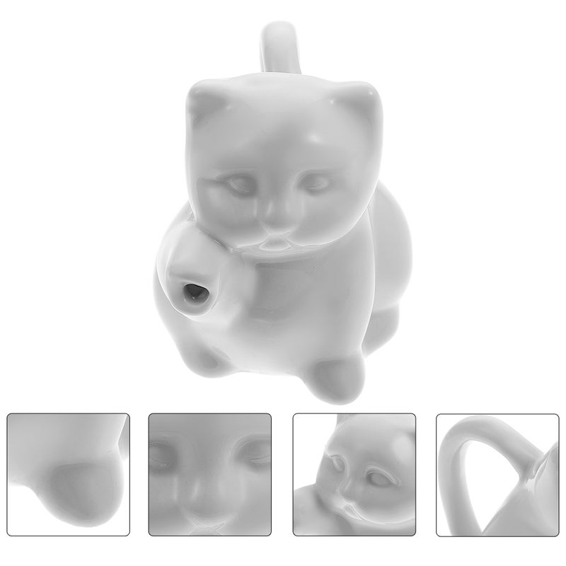 4 Pcs Ceramic Kettle Cat-shape Cup Jug Coffee Pull Flower Cup - Image 5