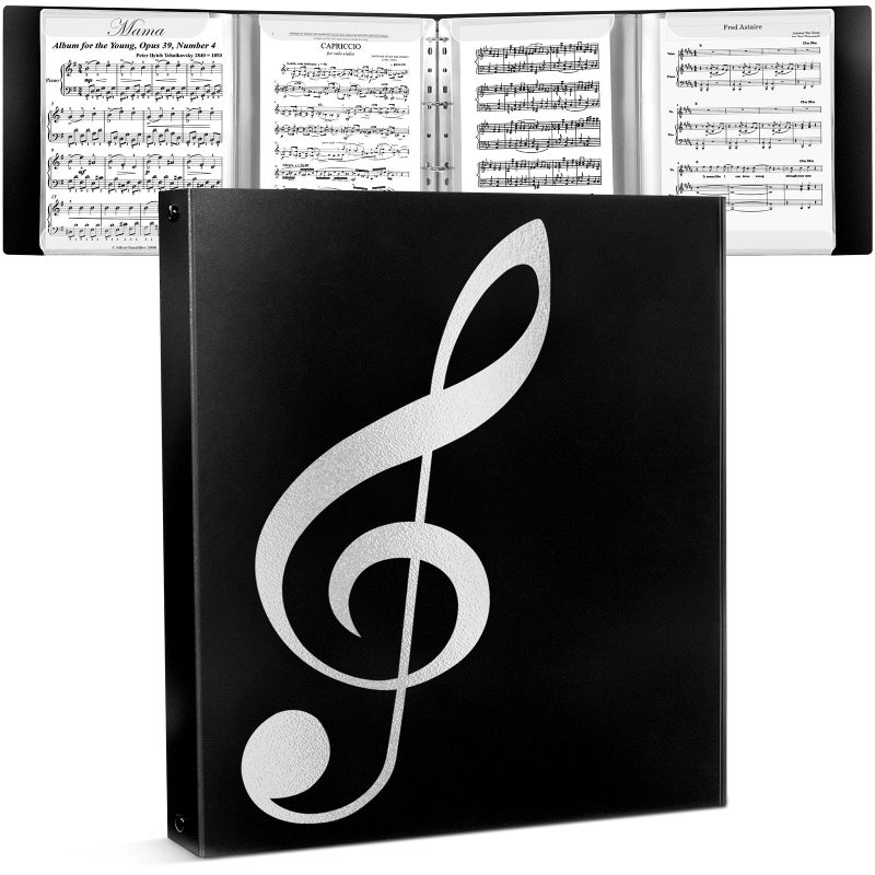tutata Sheet Music Folder, 8.5 Ã— 11 Music Binder, 4 Page Expand, 52 Pages Capacity, Writable Choir Folder, Black - Image 1