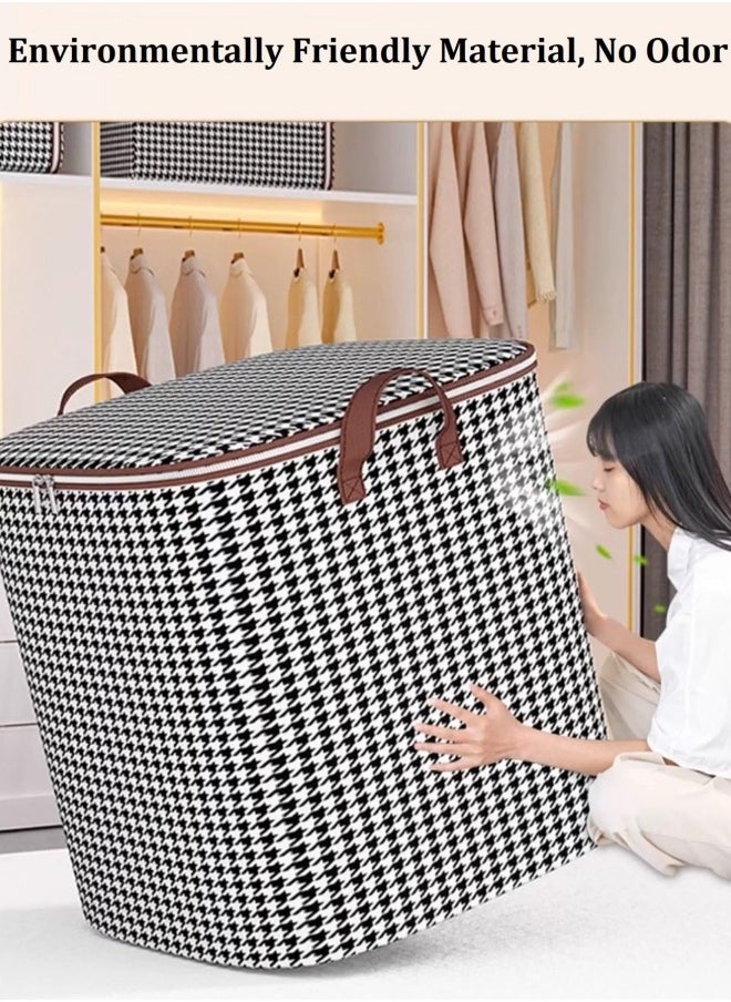 GGEROU - 140L Large Storage Bags Clothes Storage Bins Foldable Closet Organizers Storage Containers with Zippers and Handles for Clothing Blanket Comforters Bed Sheets Pillows Toys (Houndstooth) - Image 1