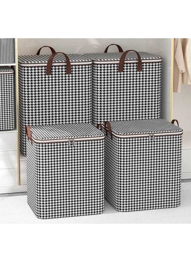 GGEROU - 140L Large Storage Bags Clothes Storage Bins Foldable Closet Organizers Storage Containers with Zippers and Handles for Clothing Blanket Comforters Bed Sheets Pillows Toys (Houndstooth) - Image 1