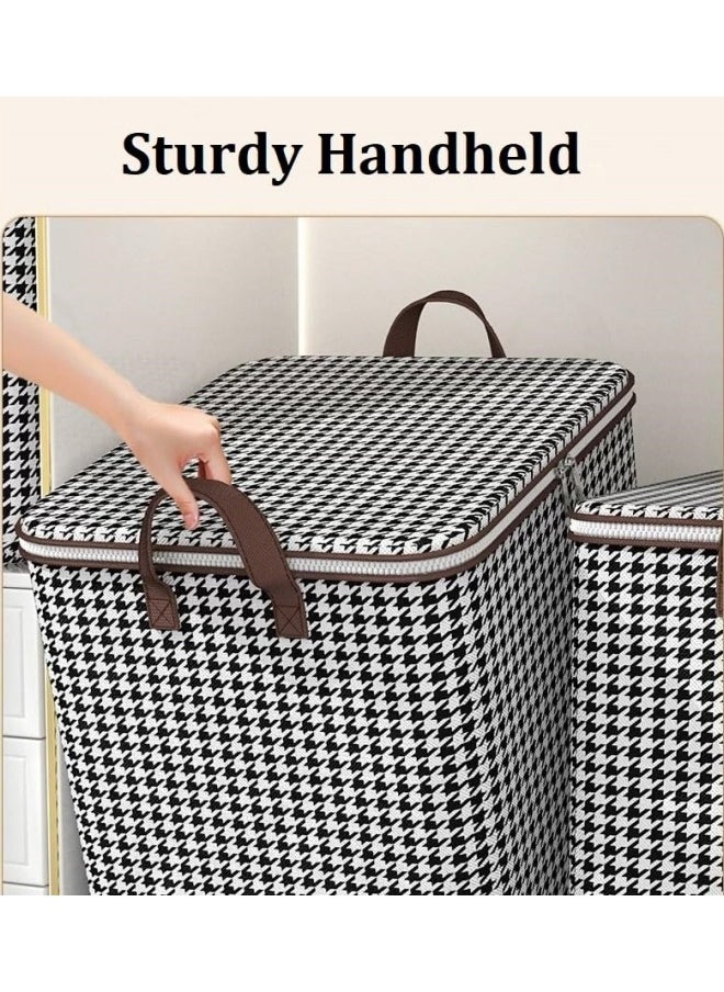 GGEROU - 140L Large Storage Bags Clothes Storage Bins Foldable Closet Organizers Storage Containers with Zippers and Handles for Clothing Blanket Comforters Bed Sheets Pillows Toys (Houndstooth) - Image 1