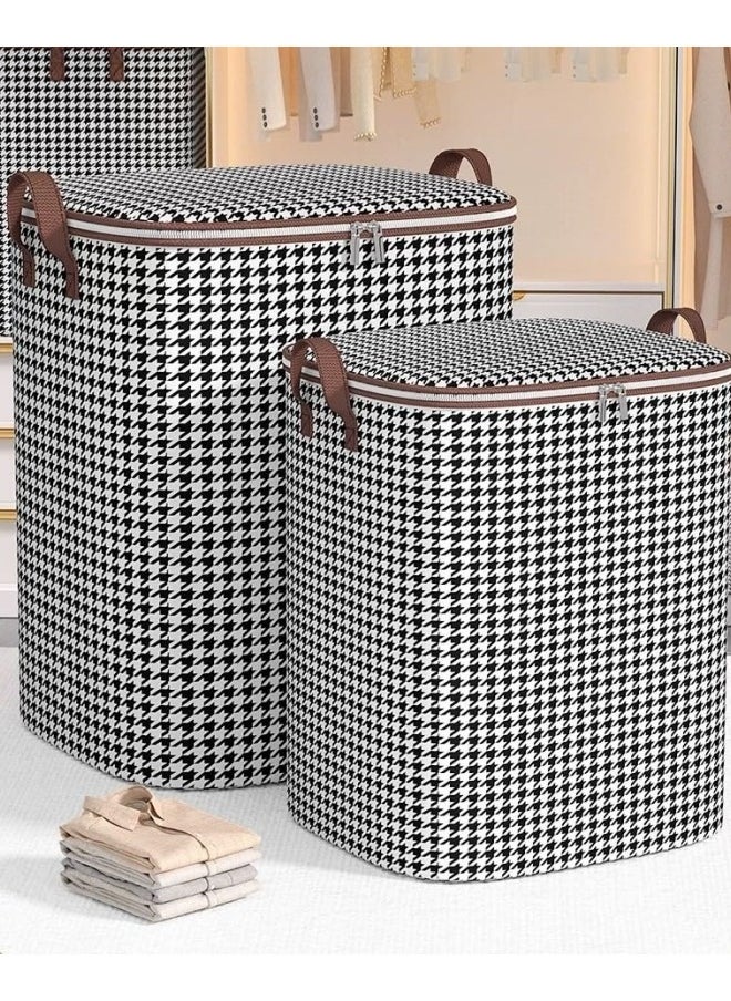 GGEROU - 140L Large Storage Bags Clothes Storage Bins Foldable Closet Organizers Storage Containers with Zippers and Handles for Clothing Blanket Comforters Bed Sheets Pillows Toys (Houndstooth) - Image 1