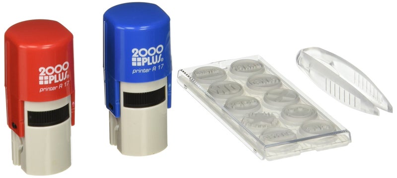 2000 Plus Stamp Kit, Self-Inking and Pre-Inking, 10 Office Themed Messages, for Business and Office Use, Red and Blue Ink (030459) - Image 5
